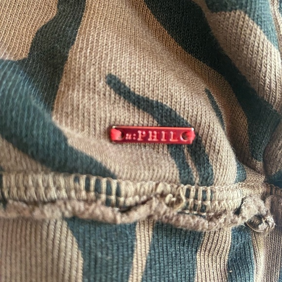 n:Philanthropy Sicily Animal Print Brown Distressed Hooded Sweatshirt - Picture 5 of 8